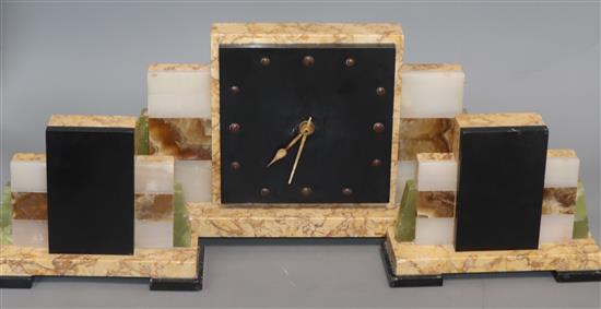 A French Art Deco clock garniture